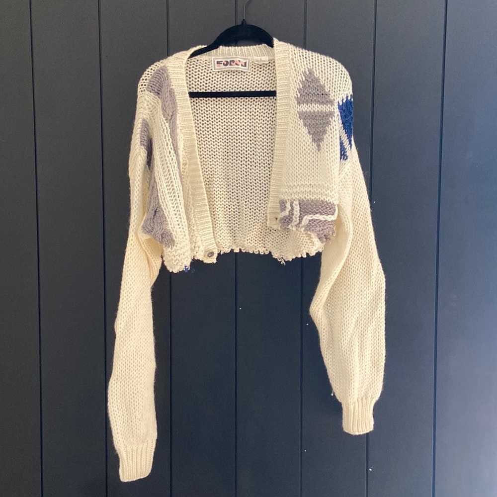 Vintage Forum Sweater, cropped & hemmed.